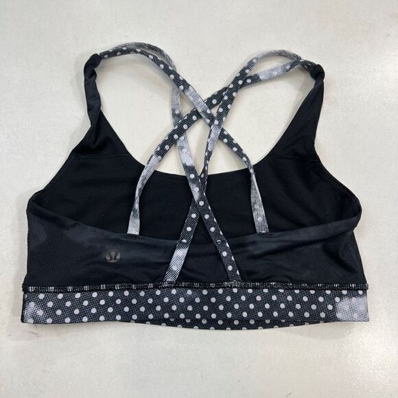 Lululemon Sports Bra Women's Size 4 Black Polka Dot Criss Cross Back  Gym Yoga - Picture 2 of 4